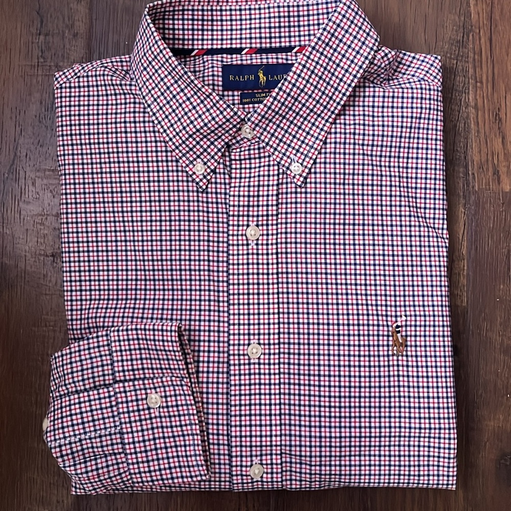 Ralph Lauren Slim Fit Cotton Stretch Red Check Button Down